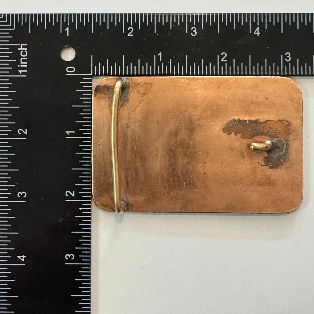 John Deere‎ Belt Buckle Vintage Copper Heavy Duty Farm Equipment Scenes